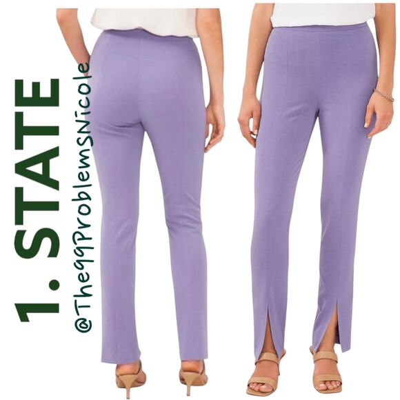 1.State Straight Leg Purple Pants with Split Hem - Picture 6 of 8